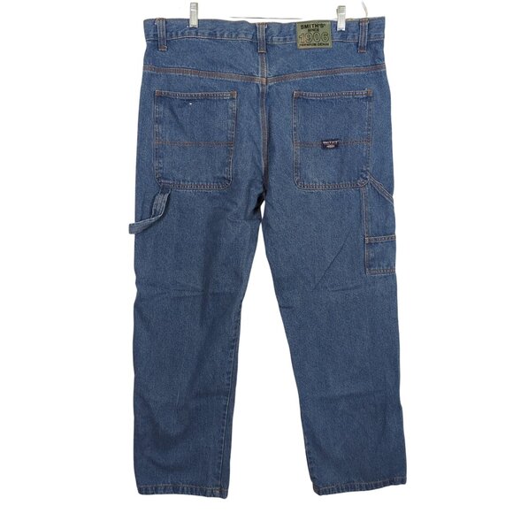 Vintage inspired Smith’s Workwear Carpenter Jeans Men’s 40x32 Blue Denim - Picture 2 of 14